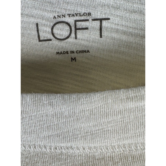 Ann Taylor LOFT 3/4 Sleeves Striped T Shirt Yellow White M Colorful Casual 73-28 - Picture 9 of 15